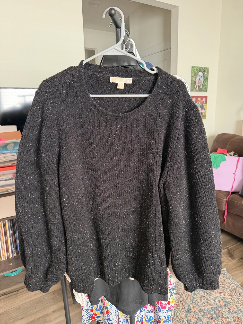 MICHAEL Michael Kors Black Metallic Crewneck Sweater